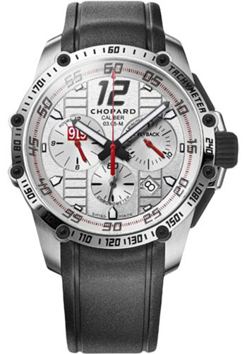 Chopard Superfast Chrono Porsche 919 Edition Watch - Steel Case - Galvanic Silver Dial - Black Strap