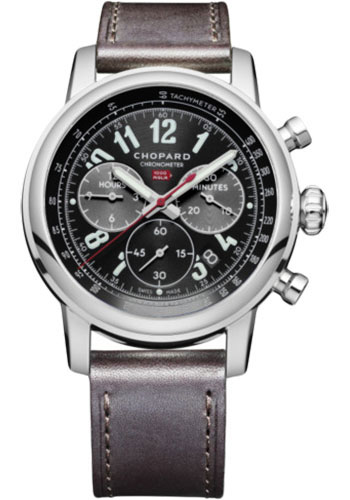 Chopard Mille Miglia 2016 XL Race Edition Watch - Steel Case - Galvanic Black Dial - Brown Strap