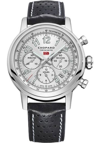 Chopard Mille Miglia Racing Colors Watch - Steel Case - Galvanic Silver Dial - Black Strap