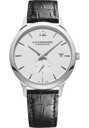 Chopard L.U.C XPS Watch - 40.00 mm Steel Case - White Dial - Black Strap