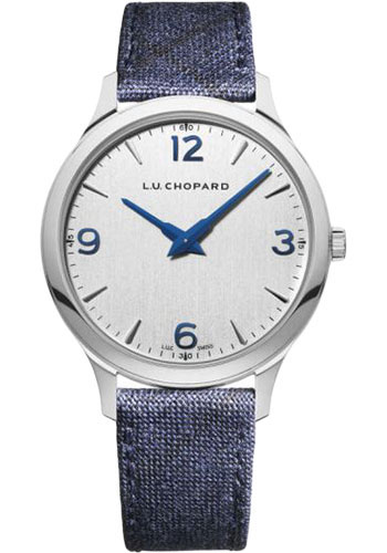 Chopard L.U.C XP Watch - 40.00 mm Steel Case - Galvanic Silver Dial - Blue Strap
