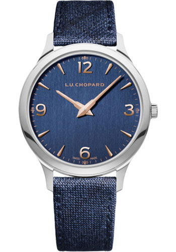Chopard L.U.C XP Watch - Steel Case - Galvanic Navy Blue Dial - Brown Strap
