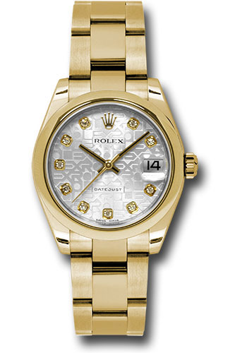 Rolex Yellow Gold Datejust 31 Watch - Domed Bezel - Silver Jubilee Diamond Dial - Oyster Bracelet