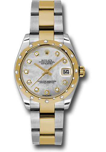 Rolex Steel and Yellow Gold Datejust 31 Watch - 24 Diamond Bezel - Mother-Of-Pearl Diamond Dial - Oyster Bracelet