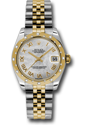 Rolex Steel and Yellow Gold Datejust 31 Watch - 24 Diamond Bezel - Mother-Of-Pearl Roman Dial - Jubilee Bracelet