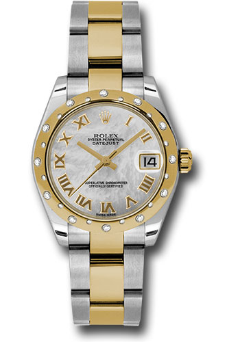 Rolex Steel and Yellow Gold Datejust 31 Watch - 24 Diamond Bezel - Mother-Of-Pearl Roman Dial - Oyster Bracelet