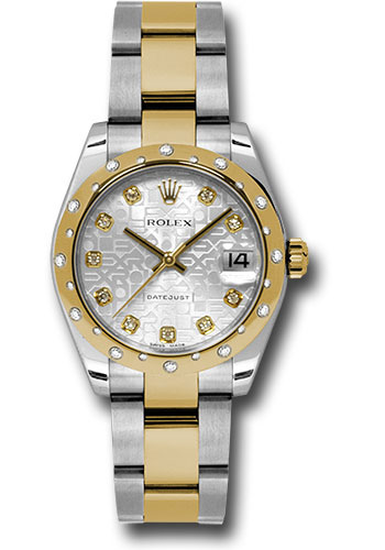 Rolex Steel and Yellow Gold Datejust 31 Watch - 24 Diamond Bezel - Silver Jubilee Diamond Dial - Oyster Bracelet
