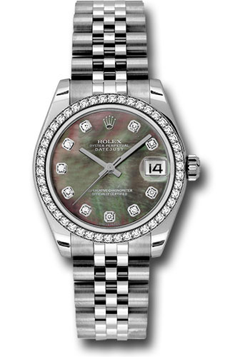 Rolex Steel and White Gold Datejust 31 Watch - 46 Diamond Bezel - Mother-Of-Pearl Diamond Dial - Jubilee Bracelet