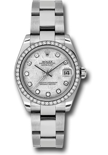 Rolex Steel and White Gold Datejust 31 Watch - 46 Diamond Bezel - Meteorite Diamond Dial - Oyster Bracelet