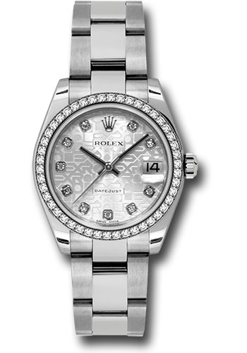 Rolex Steel and White Gold Datejust 31 Watch - 46 Diamond Bezel - Silver Jubilee Diamond Dial - Oyster Bracelet