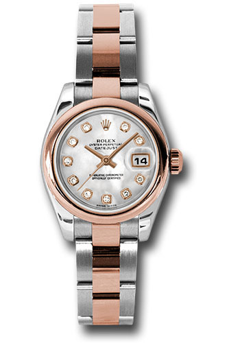 Rolex Steel and Everose Gold Rolesor Lady Datejust 26 Watch - Domed Bezel - Mother-Of-Pearl Diamond Dial - Oyster Bracelet