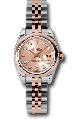 Rolex Steel and Everose Gold Rolesor Lady Datejust 26 Watch - Domed Bezel - Pink Champagne Diamond Dial - Jubilee Bracelet