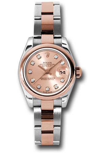 Rolex Steel and Everose Gold Rolesor Lady Datejust 26 Watch - Domed Bezel - Pink Champagne Diamond Dial - Oyster Bracelet