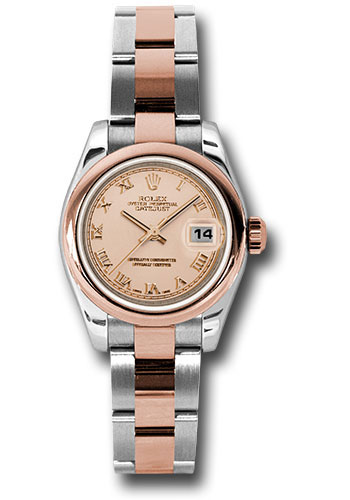 Rolex Steel and Everose Gold Rolesor Lady Datejust 26 Watch - Domed Bezel - Pink Champagne Roman Dial - Oyster Bracelet