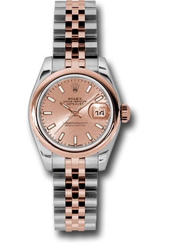 Rolex Steel and Everose Gold Rolesor Lady Datejust 26 Watch - Domed Bezel - Pink Index Dial - Jubilee Bracelet