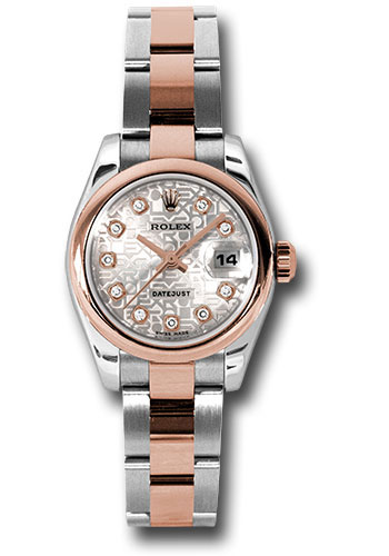 Rolex Steel and Everose Gold Rolesor Lady Datejust 26 Watch - Domed Bezel - Silver Jubilee Diamond Dial - Oyster Bracelet