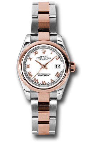 Rolex Steel and Everose Gold Rolesor Lady Datejust 26 Watch - Domed Bezel - White Roman Dial - Oyster Bracelet