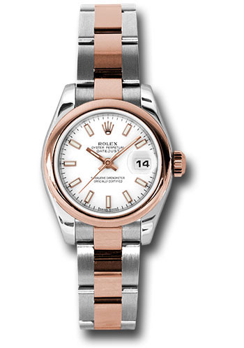 Rolex Steel and Everose Gold Rolesor Lady Datejust 26 Watch - Domed Bezel - White Index Dial - Oyster Bracelet