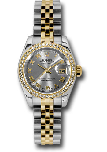 Rolex Steel and Yellow Gold Rolesor Lady Datejust 26 Watch - 46 Diamond Bezel - Rhodium Roman Dial - Jubilee Bracelet