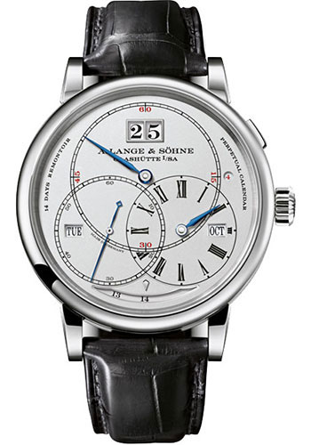 A. Lange & Söhne Richard Lange Perpetual Calendar Terraluna Watch - 45.5mm White Gold Case - Silver Dial - Black Alligator Strap