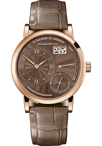 A. Lange & Söhne Little Lange 1 Watch - 36.8mm Pink Gold Case - Guilloched Dial - Taupe Strap