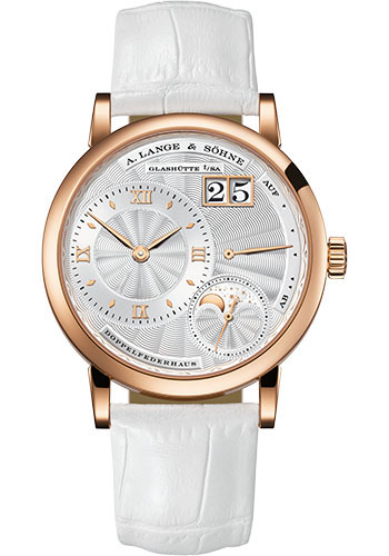 A. Lange & Söhne Little Lange 1 Moon Phase - 36.8mm Pink Gold Case - Argenté Dial - White Strap