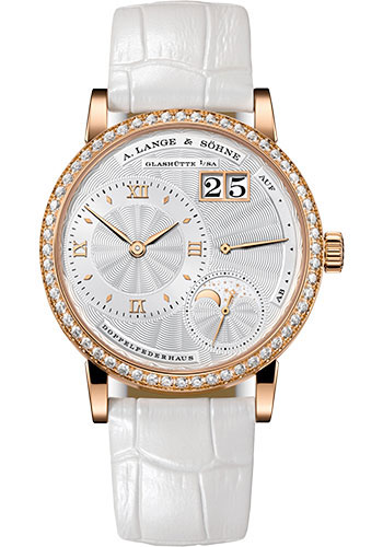 A. Lange & Söhne Little Lange 1 Moon Phase - 36.8mm Pink Gold Case - Argenté Dial - White Strap