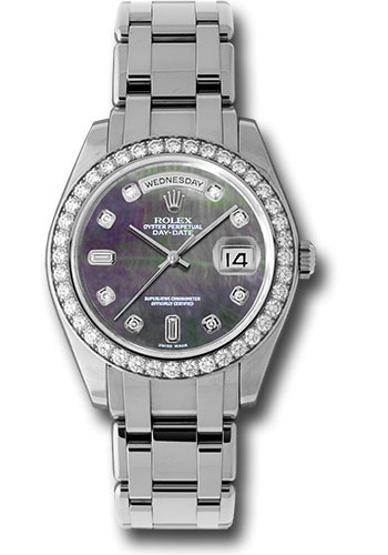 Rolex Platinum Day-Date Special Edition 39 Watch - 40 Diamond Bezel - Dark Mother-Of-Pearl Diamond Dial