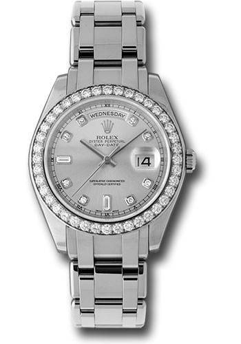 Rolex Platinum Day-Date Special Edition 39 Watch - 40 Diamond Bezel - Grey Diamond Dial