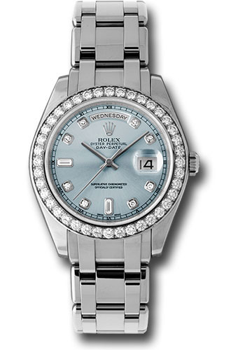 Rolex Platinum Day-Date Special Edition 39 Watch - 40 Diamond Bezel - Glacier Blue Diamond Dial