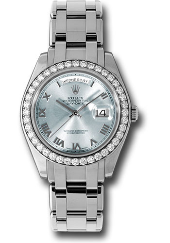 Rolex Platinum Day-Date Special Edition 39 Watch - 40 Diamond Bezel - Glacier Blue Roman Dial