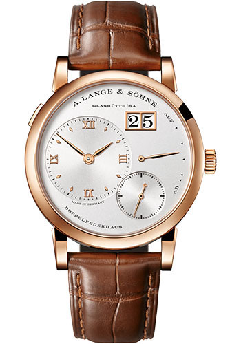 A. Lange & Söhne Lange 1 Watch - 38.5mm Pink Gold Case - Argenté Dial - Reddish-Brown Strap