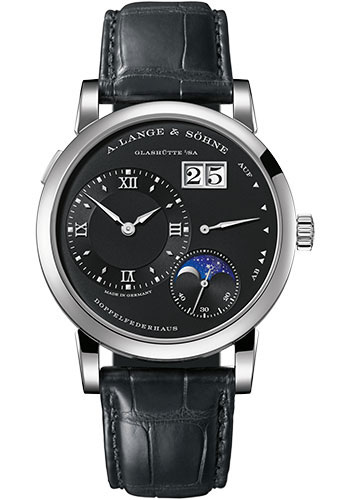 A. Lange & Söhne Lange 1 Moon Phase Watch - 38.5mm White Gold Case - Black Dial - Black Strap