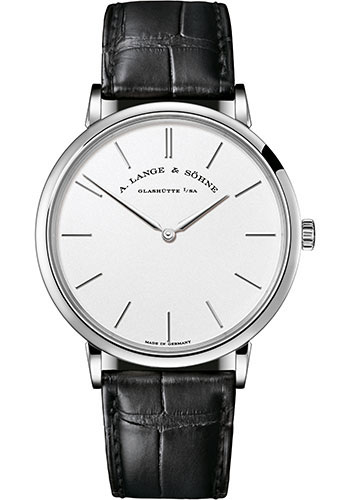 A. Lange & Söhne Saxonia Thin Watch - 37.0mm White Gold Case - Solid Silver Dial - Black Alligator Leather Strap