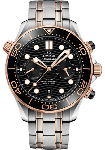 Omega Seamaster Diver 300M Omega Co-Axial Master Chronometer Chronograph - 44 mm Sedna Gold Case - Black Dial - Steel And Sedna Gold Bracelet
