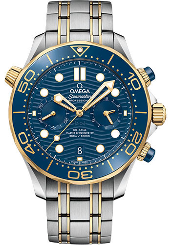 Omega Seamaster Diver 300M Omega Co-Axial Master Chronometer Chronograph - 44 mm Steel And Yellow Gold Case - Blue Dial