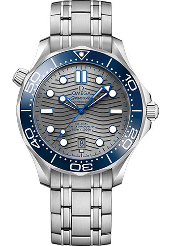 Omega Seamaster Diver 300M Co-Axial Master Chronometer Watch - 42 mm Steel Case - Unidirectional Bezel - Pvd Chrome Colour Ceramic Dial