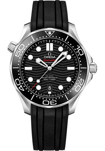 Omega Seamaster Diver 300M Co-Axial Master Chronometer Watch - 42 mm Steel Case - Unidirectional Bezel - Black Ceramic Dial - Black Rubber Strap