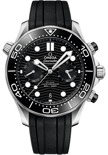 Omega Seamaster Diver 300M Omega Co-Axial Master Chronometer Chronograph - 44 mm Steel Case - Black Dial - Black Rubber Strap
