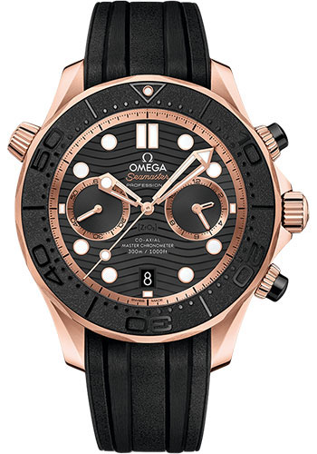 Omega Seamaster Diver 300M Omega Co-Axial Master Chronometer Chronograph - 44 mm Sedna Gold Case - Black Dial
