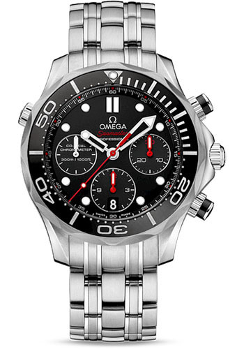 Omega Seamaster Diver 300 M Co-Axial Chronograph Watch - 44 mm Steel Case - Unidirectional Bezel - Black Dial