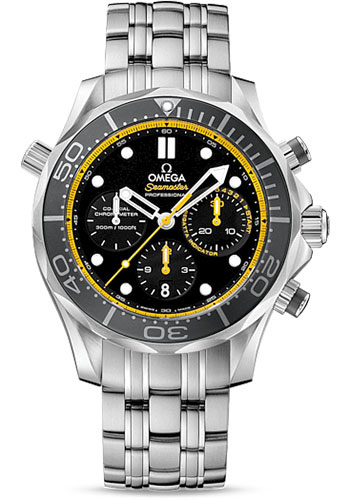 Omega Seamaster Diver 300 M Co-Axial Chronograph Watch - 44 mm Steel Case - Unidirectional Bezel - Black Dial