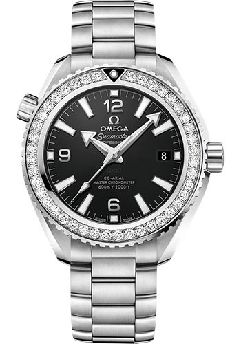 Omega Planet Ocean 600M Co-Axial Master Chronometer Watch - 39.5 mm Steel Case - Unidirectional Diamond Bezel - Black Dial