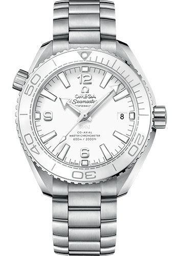 Omega Planet Ocean 600M Co-Axial Master Chronometer Watch - 39.5 mm Steel Case - Unidirectional White Cermaic Bezel - White Dial