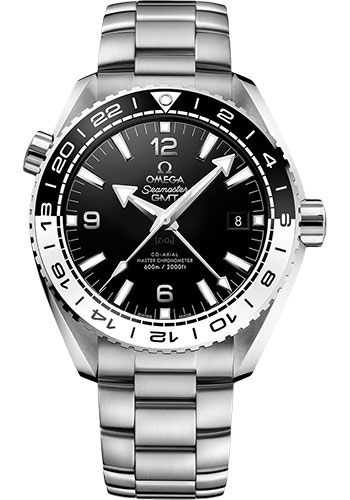 Omega Seamaster Planet Ocean 600 M Co-Axial Master Chronometer GMT Watch - 43.5 mm Steel Case - Bi-Directional Bezel - Black Ceramic Dial
