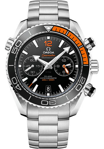 Omega Planet Ocean 600 M Omega Co-axial Master Chronometer Chronograph Watch - 45.5 mm Steel Case - Unidirectional Black Ceramic Bezel - Black Ceramic Dial
