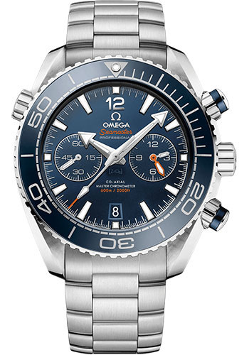 Omega Planet Ocean 600 M Omega Co-axial Master Chronometer Chronograph Watch - 45.5 mm Steel Case - Unidirectional Blue Ceramic Bezel - Blue Ceramic Dial