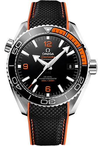 Omega Planet Ocean 600 M Omega Co-axial Master Chronometer Watch - 43.5 mm Steel Case - Unidirectional Black Ceramic Bezel - Black Ceramic Dial - Black Structured Rubber Strap
