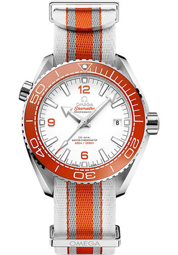 Omega Seamaster Planet Ocean 600M Omega Co-Axial Master Chronometer - 43.5 mm Steel Case - White Dial - Grey And White Polyamide Nato Strap