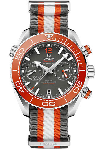 Omega Seamaster Planet Ocean 600M Omega Co-Axial Master Chronometer Chronograph - 45.5 mm Steel Case - Ceramised Titanium Dial - Grey And White Polyamide Nato Strap